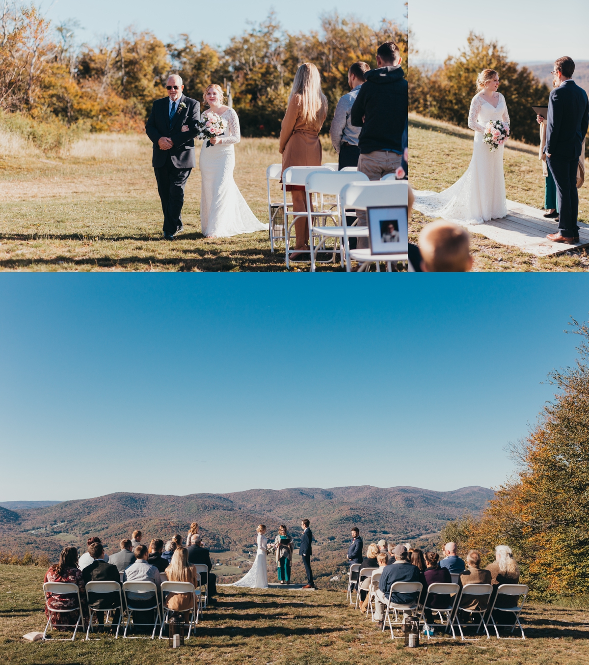 Mountain top wedding ceremony at Jiminy Peak Mountain Resort