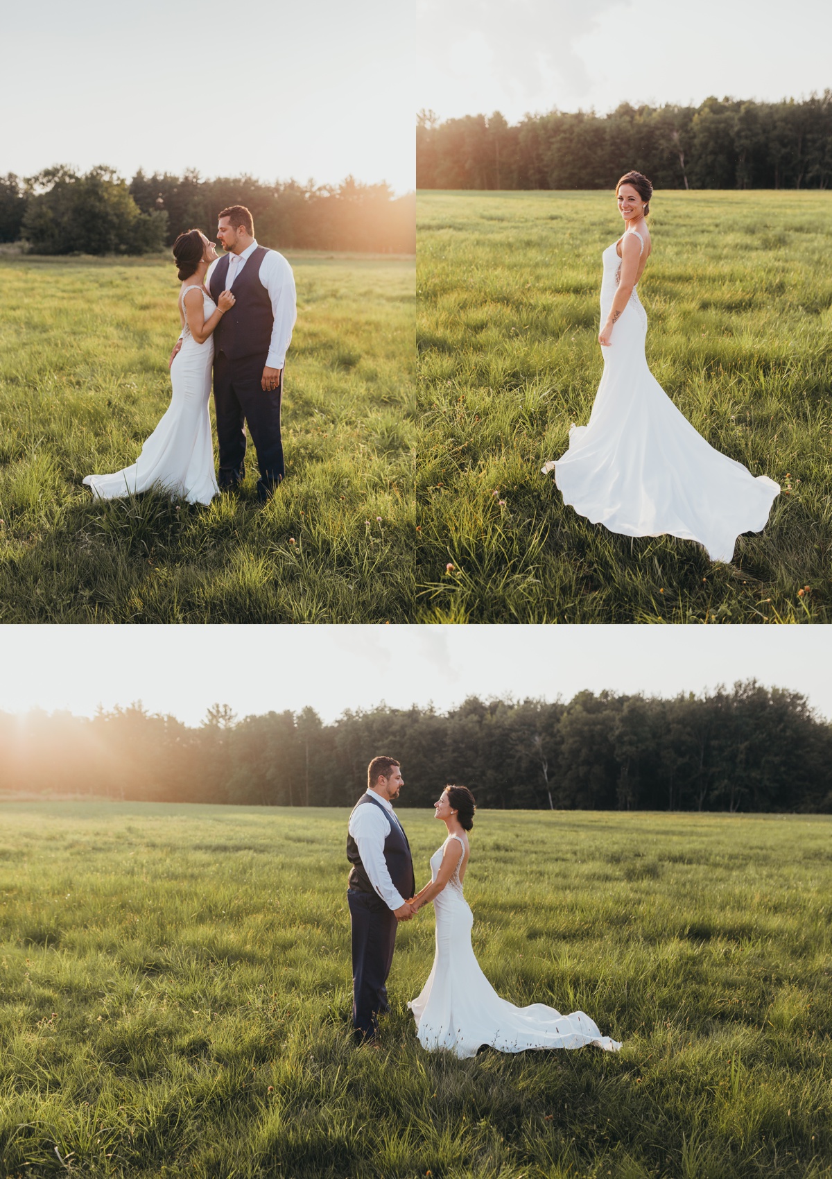 Sunset bride and groom portraits at Valley View Farm
