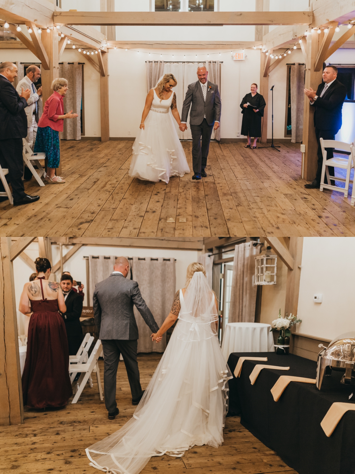 Indoor wedding ceremony at The Barn at Wight Farm