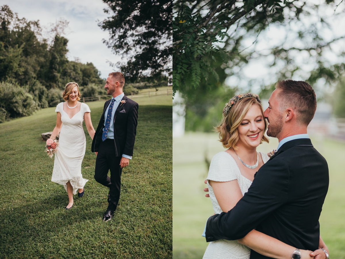 Bride and groom portraits in a private home in Sturbridge