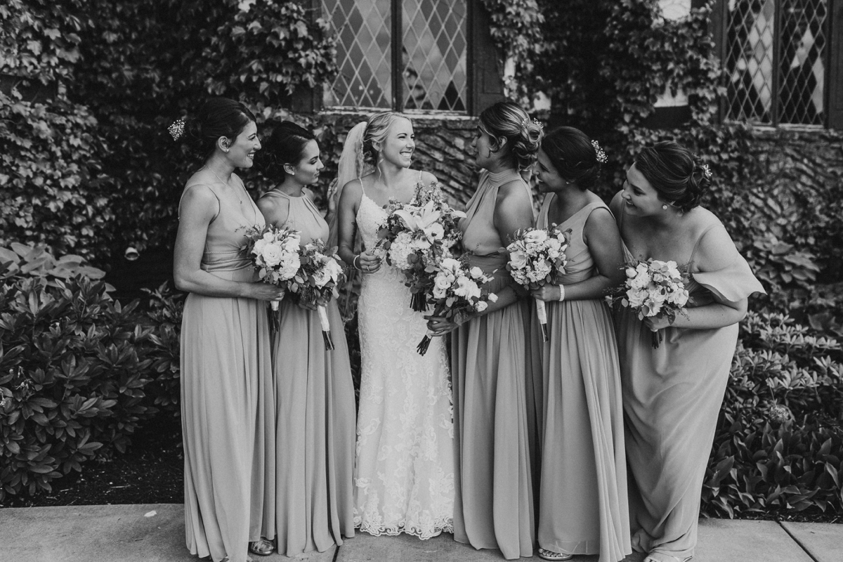 Dusty blue chiffon bridesmaids dresses