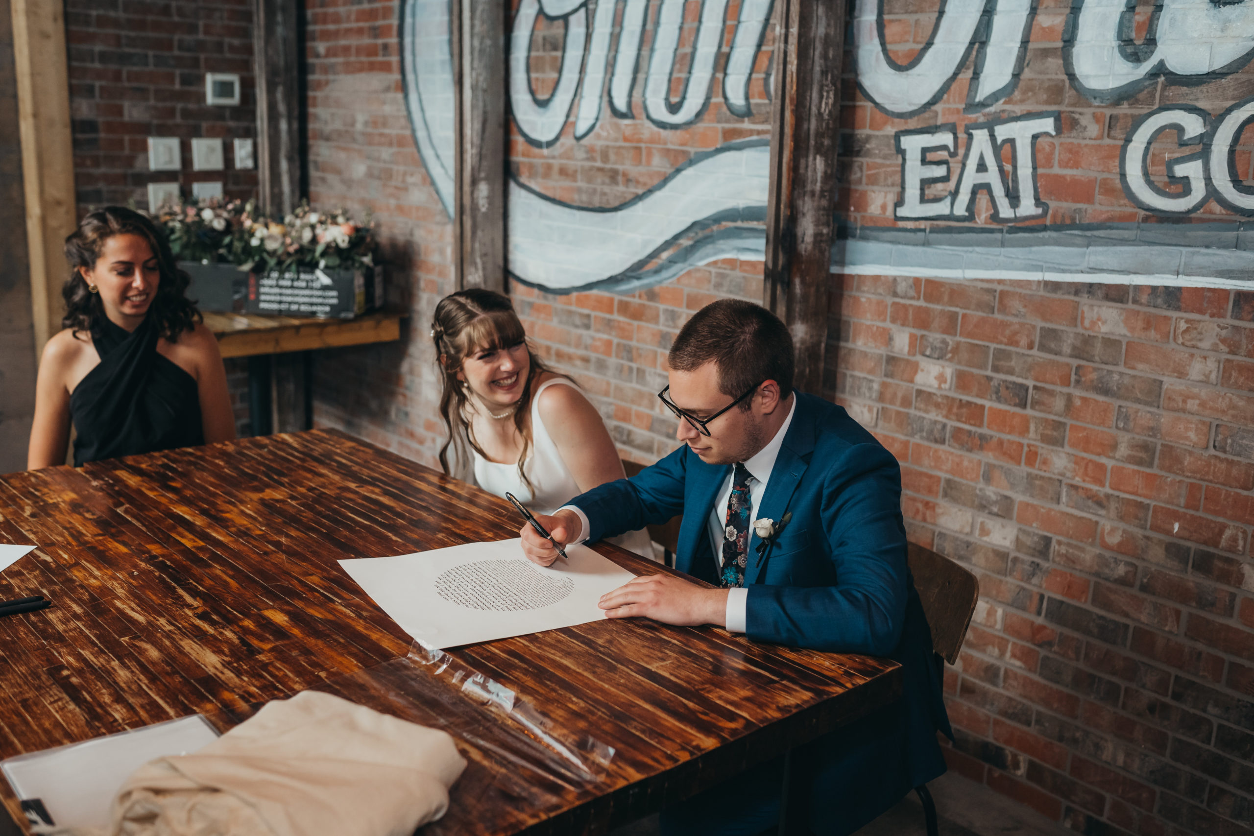 Private Ketubah signing for a Boston wedding